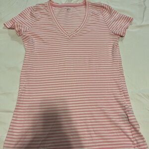 GAP Pink and White Striped Tee